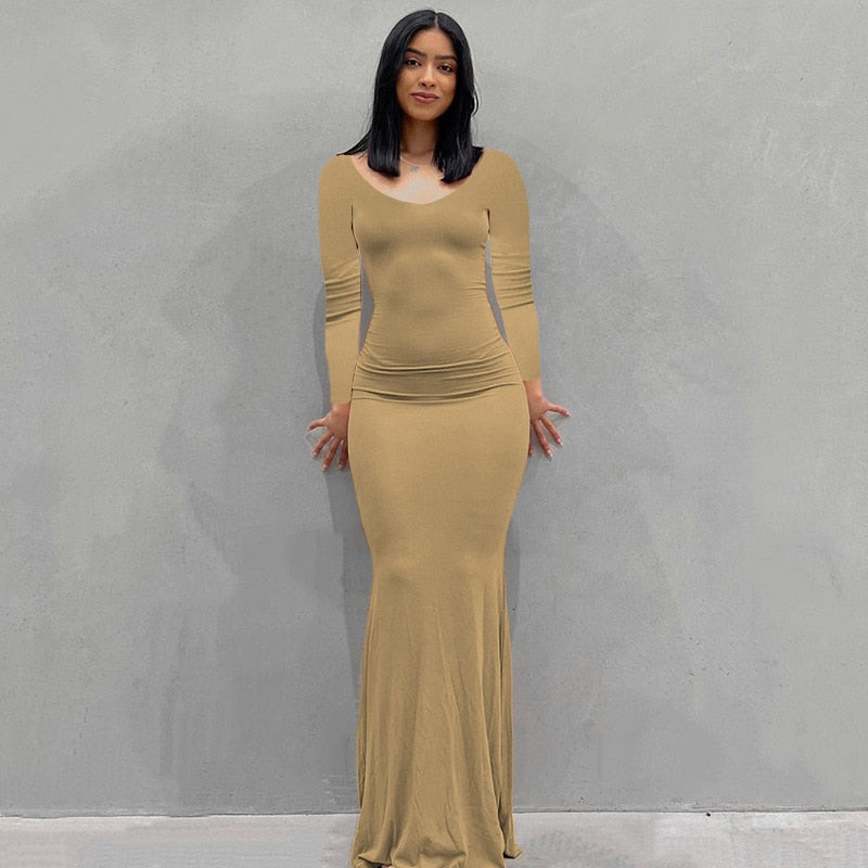 Smoothing Maxi Slip Dress (Long Sleeve)