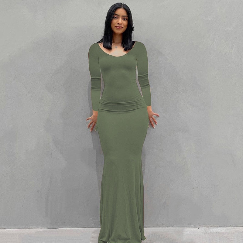 Smoothing Maxi Slip Dress (Long Sleeve)